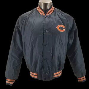 Vintage 80's Chicago Bears Chalk Line Satin Bomber Jacket Men's Size Medium